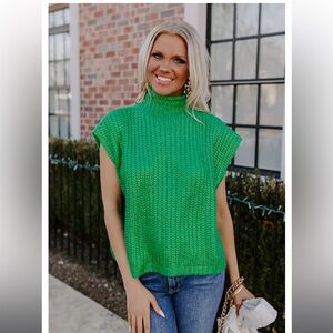 NWT WINE TASTING METALLIC SWEATER TOP IN GREEN